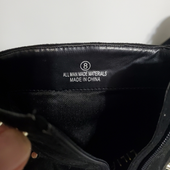 Liliana Black Gold Tone Studded Heeled Boots Women's Booties Size 8 - Picture 7 of 8